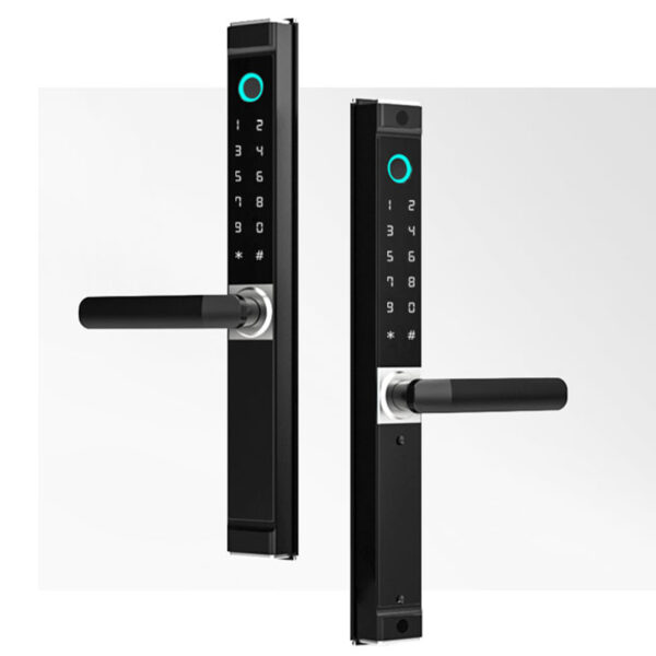 LD SMART TTlock Tuya Wifi Electric Keyless Biometric double Fingerprint Waterproof Outdoor Smart Aluminum Slim Sliding Glass Handle Door Lock - 图片 2